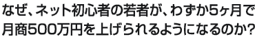 なぜ、ネット初心者の若者が、わずか2ヶ月で売上を上げられるようになるのか？